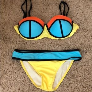 Multicolor Bikini (strapless or added straps)